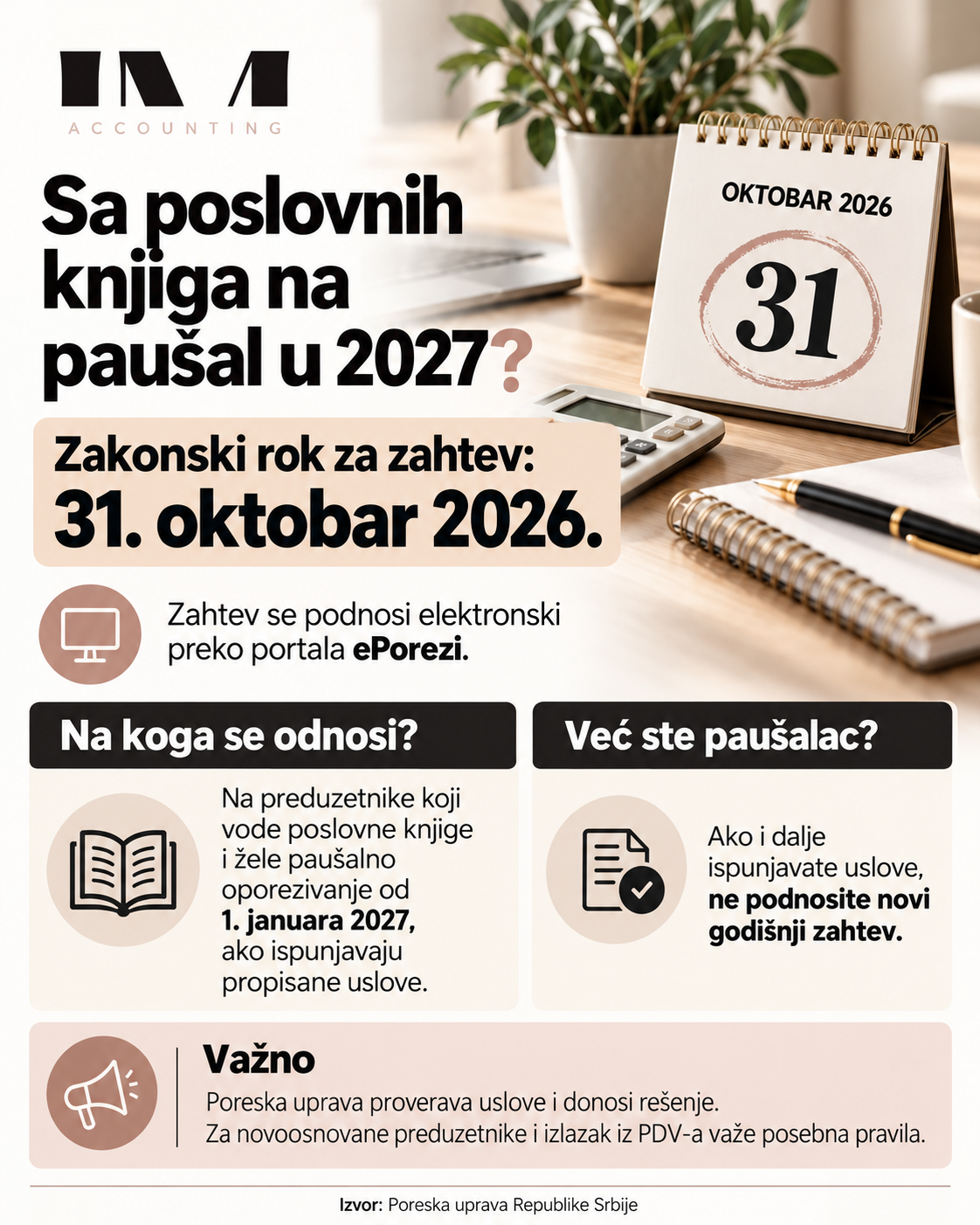 Sa poslovnih knjiga na pausal